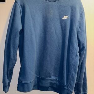 Nike Blue Crewneck Sweater with Ribbed Cuffs